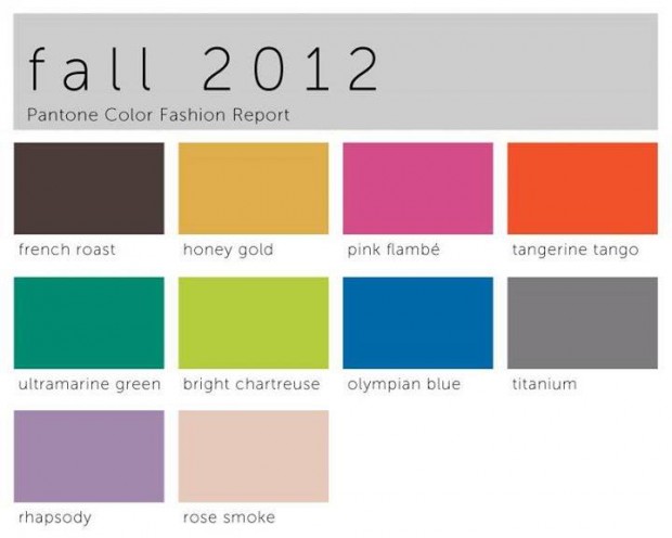 Bộ mầu Pantone mùa thu 2012.